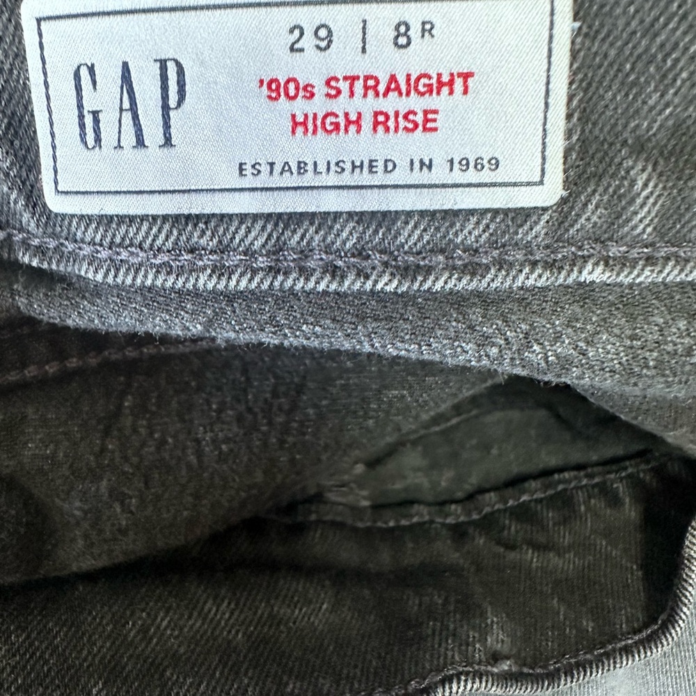 GAP Black 90's Straight High Rise JeanY2K Look Size 8/29 Stretch Classic Preppy - Picture 4 of 5